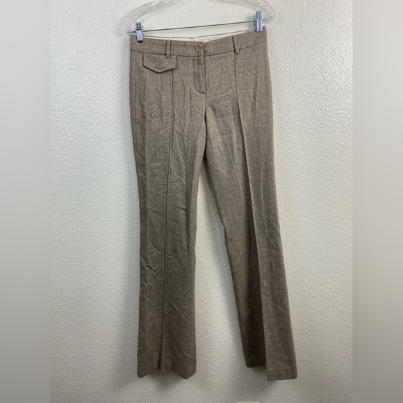 Theory Wool Brown Tailored Trouser Neutral Bootcut Office Formal Pants Women’s 2 - Picture 1 of 16
